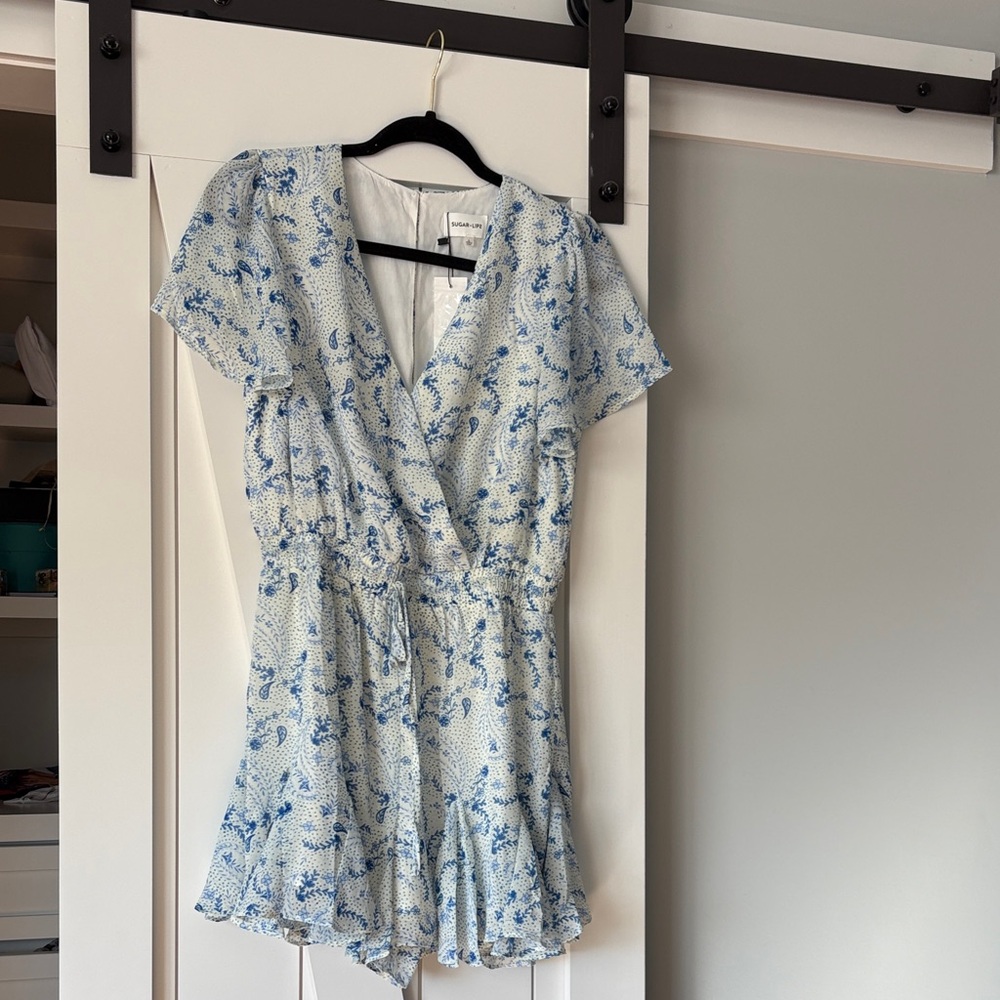 Sugarlips Blue and White Floral Romper